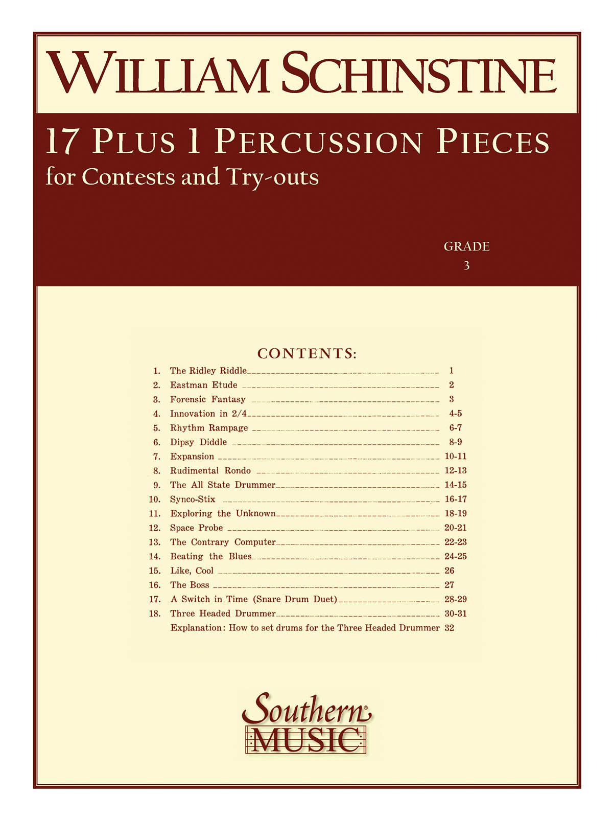 William J. Schinstine: 17 + 1 Percussion Pieces: Snare Drum: Instrumental Album