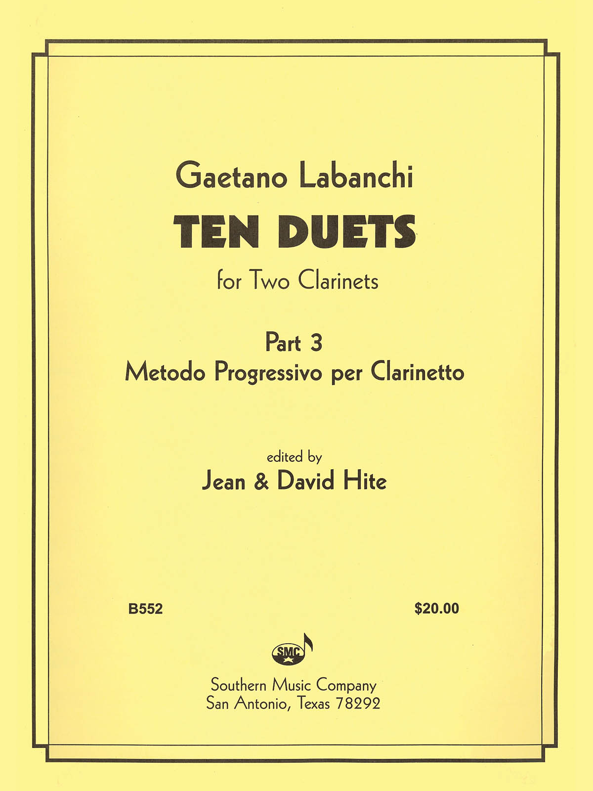 Gaetano Labanchi: Ten Duets from Metodo Progressivo: Clarinet Solo: Instrumental