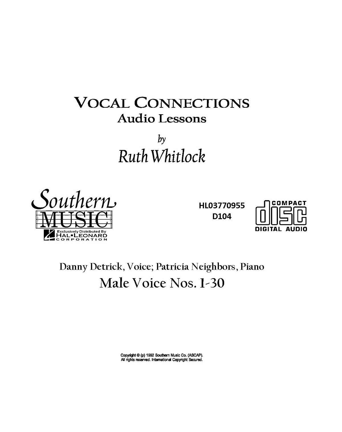 Ruth Whitlock: Male Cd For Vocal Connections: Concert Band: CD