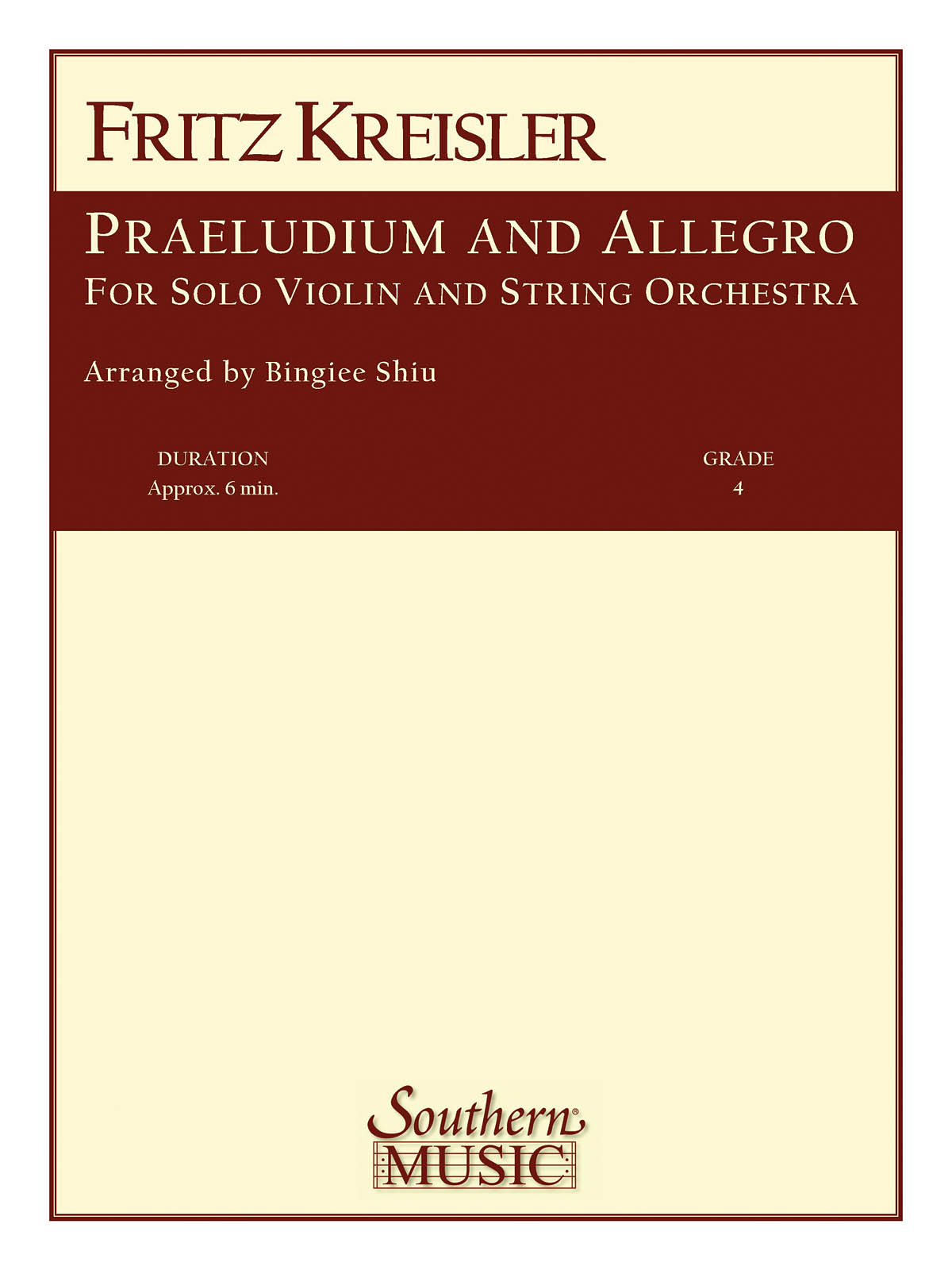 Fritz Kreisler: Praeludium and Allegro: String Orchestra: Score & Parts
