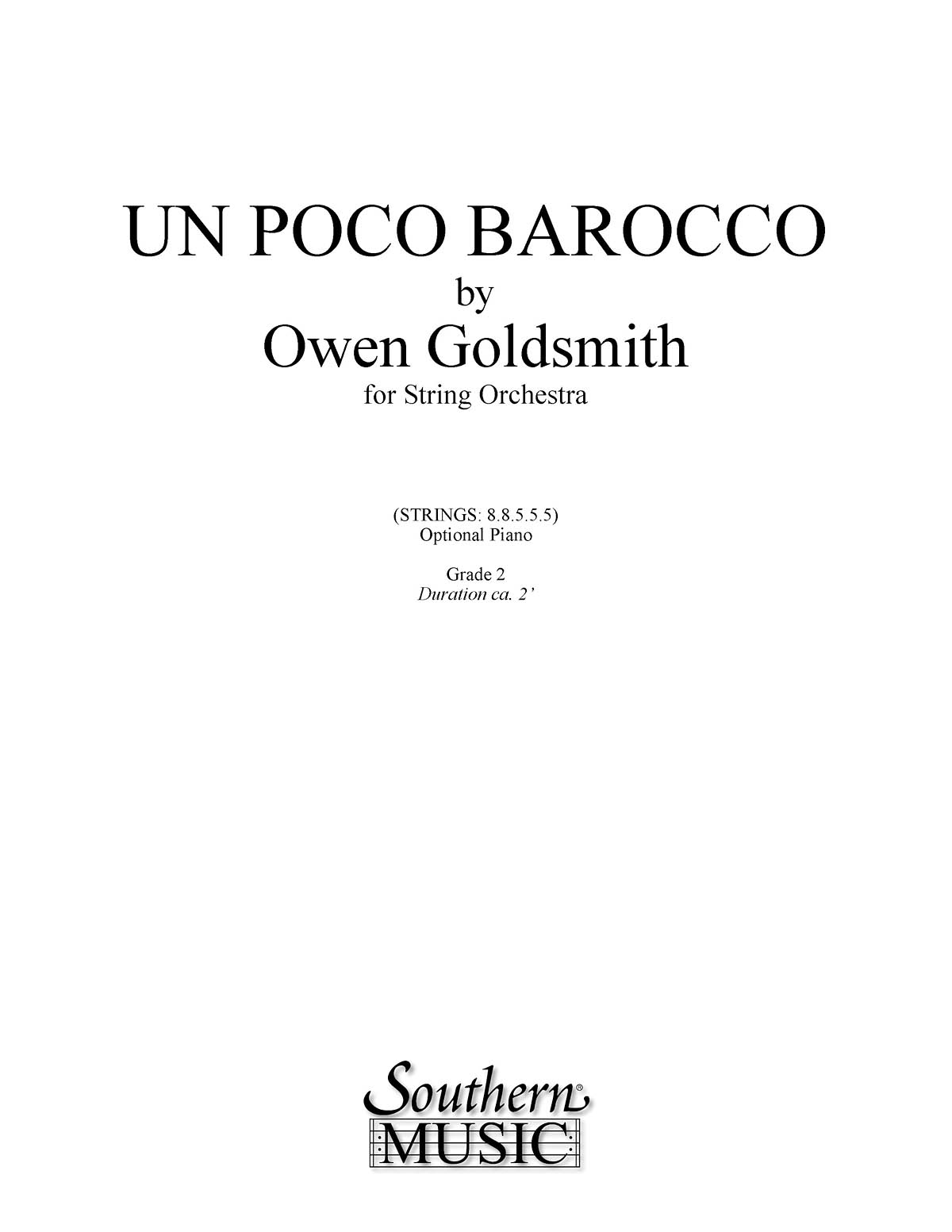 Owen Goldsmith Ralph R. Guenther: Un Poco Barocco: String Orchestra: Score