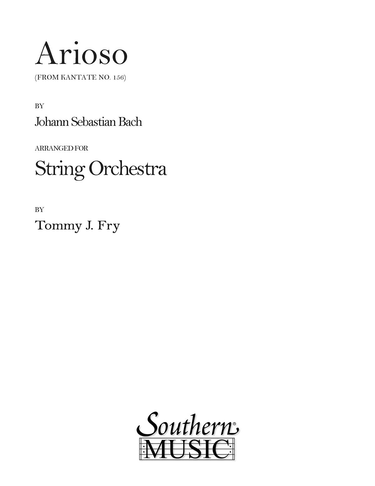 Johann Sebastian Bach: Arioso Cantata 156: String Orchestra: Score & Parts