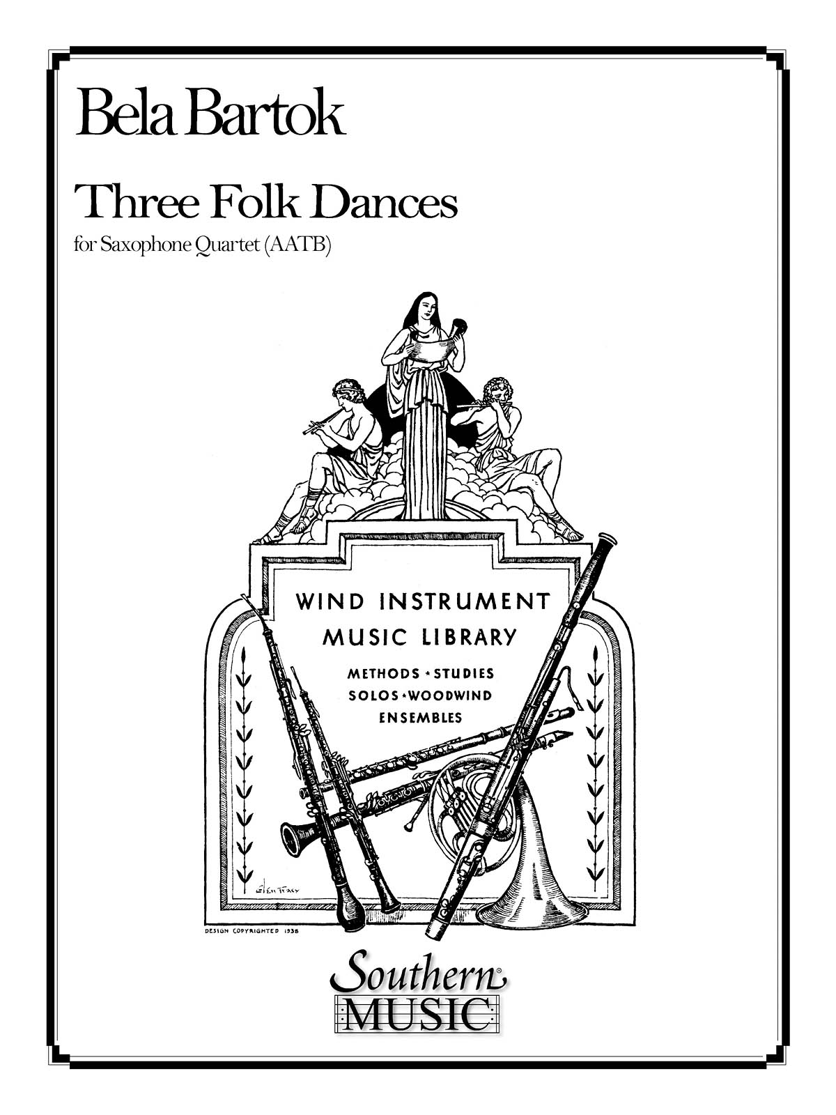 Bla Bartk: Three Folk Dances: Saxophone Ensemble: Score