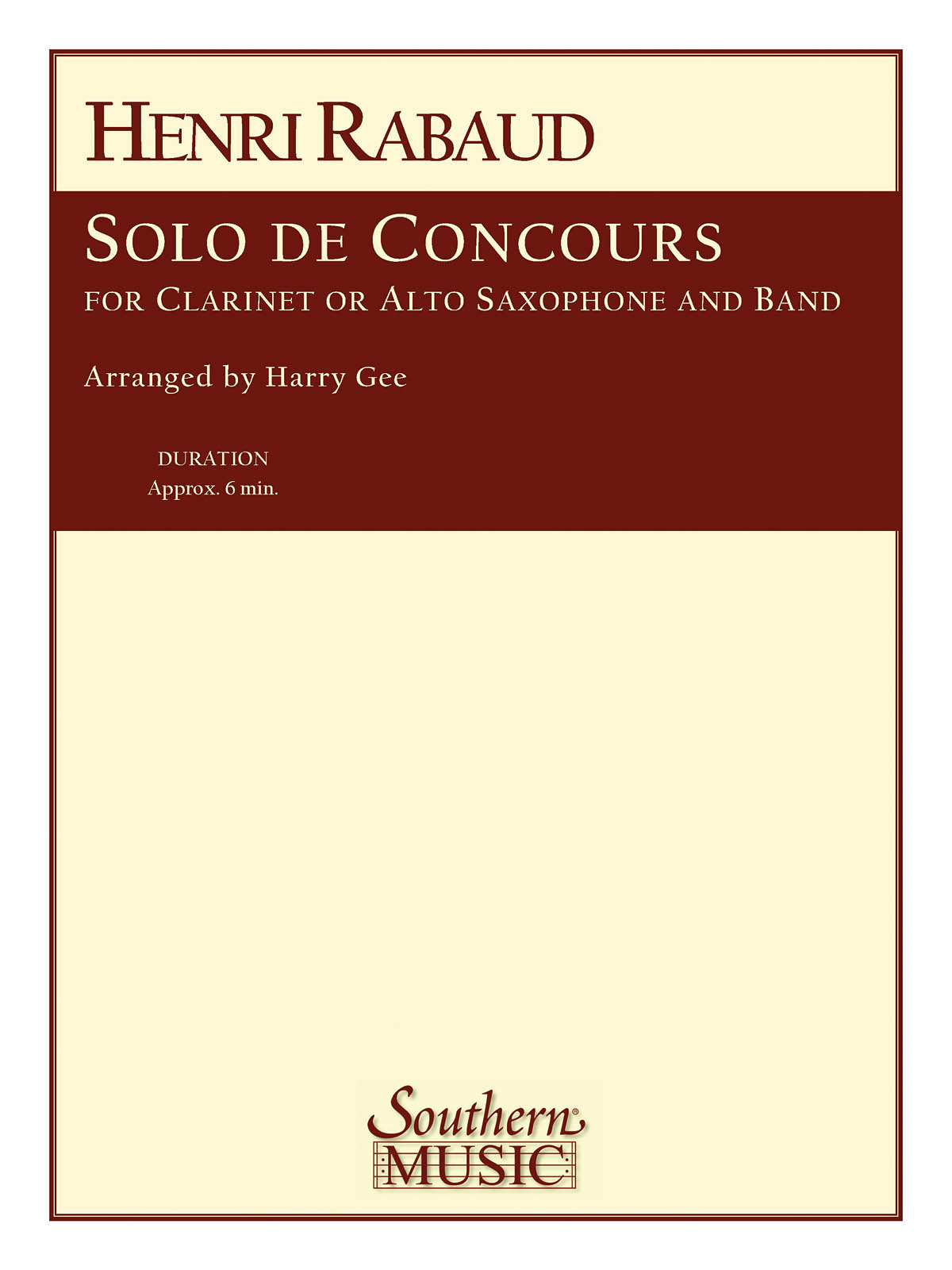 Henri Rabaud: Solo De Concours: Concert Band: Score & Parts