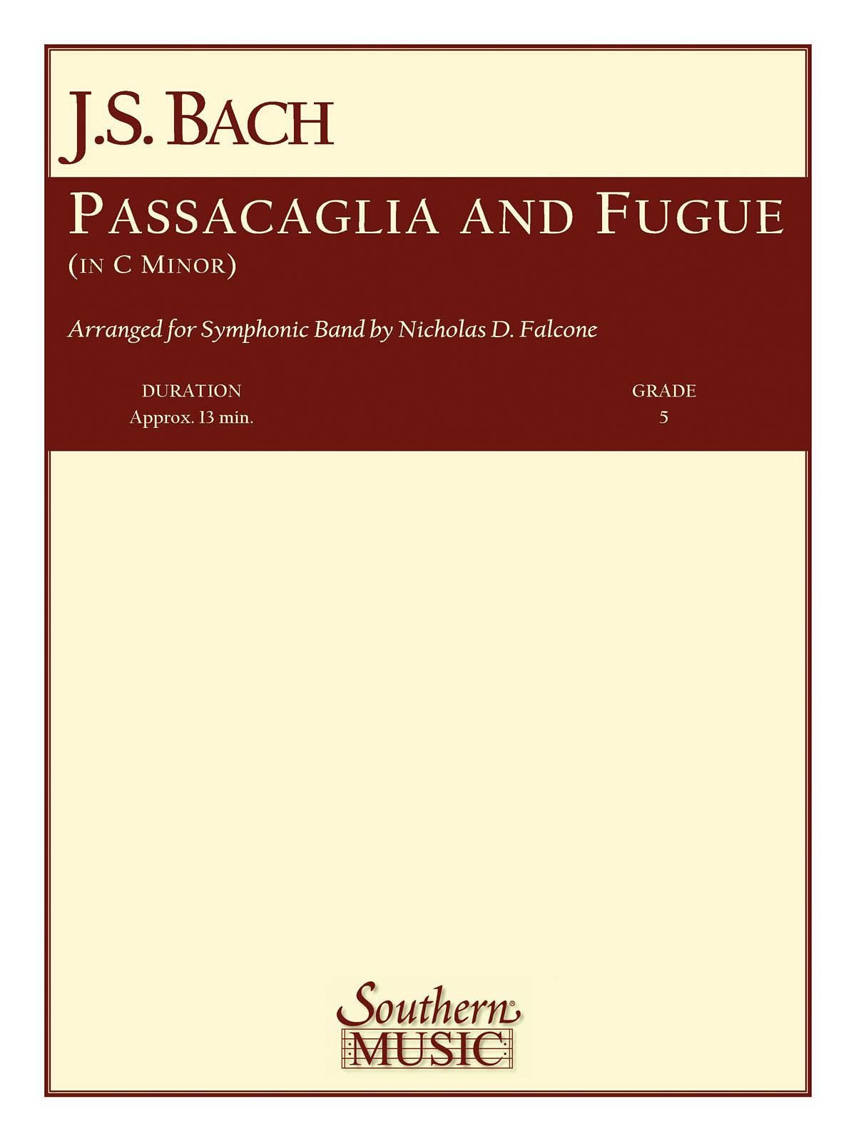 Johann Sebastian Bach: Passacaglia and Fugue in C Minor: Concert Band: Score