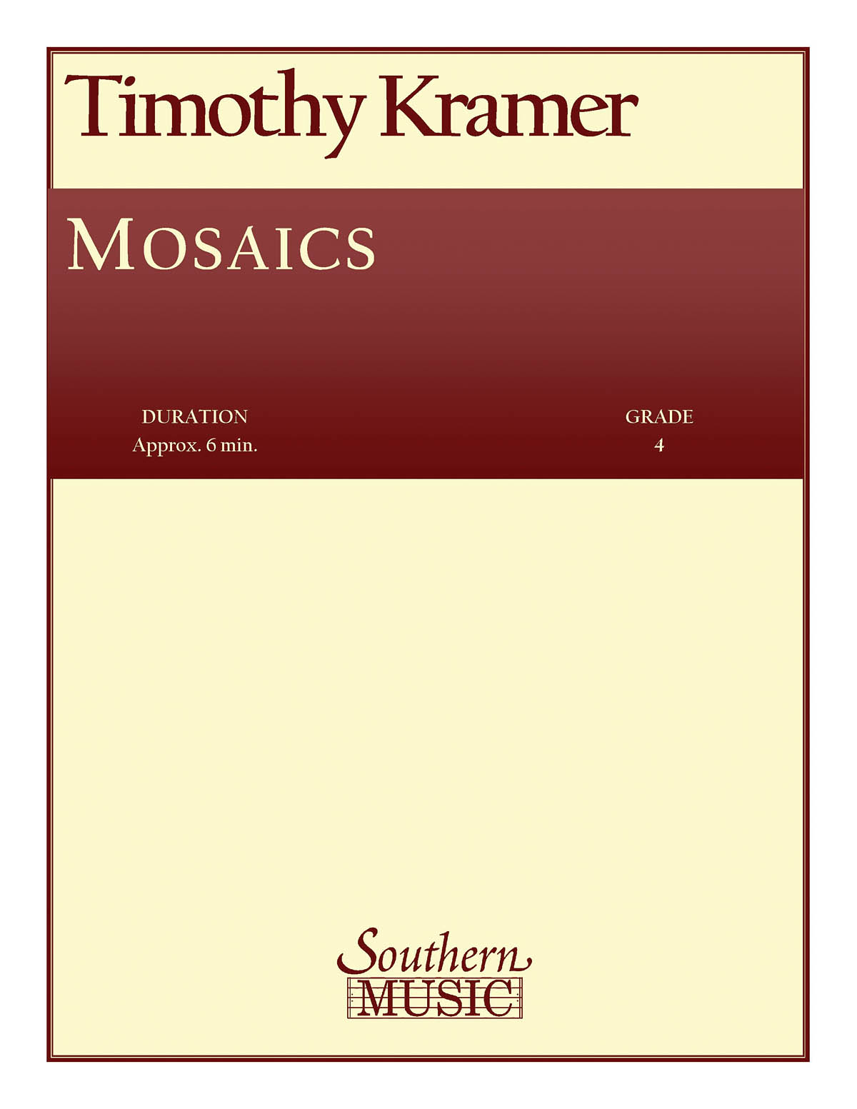 Timothy Kramer: Mosaics: Concert Band: Score & Parts