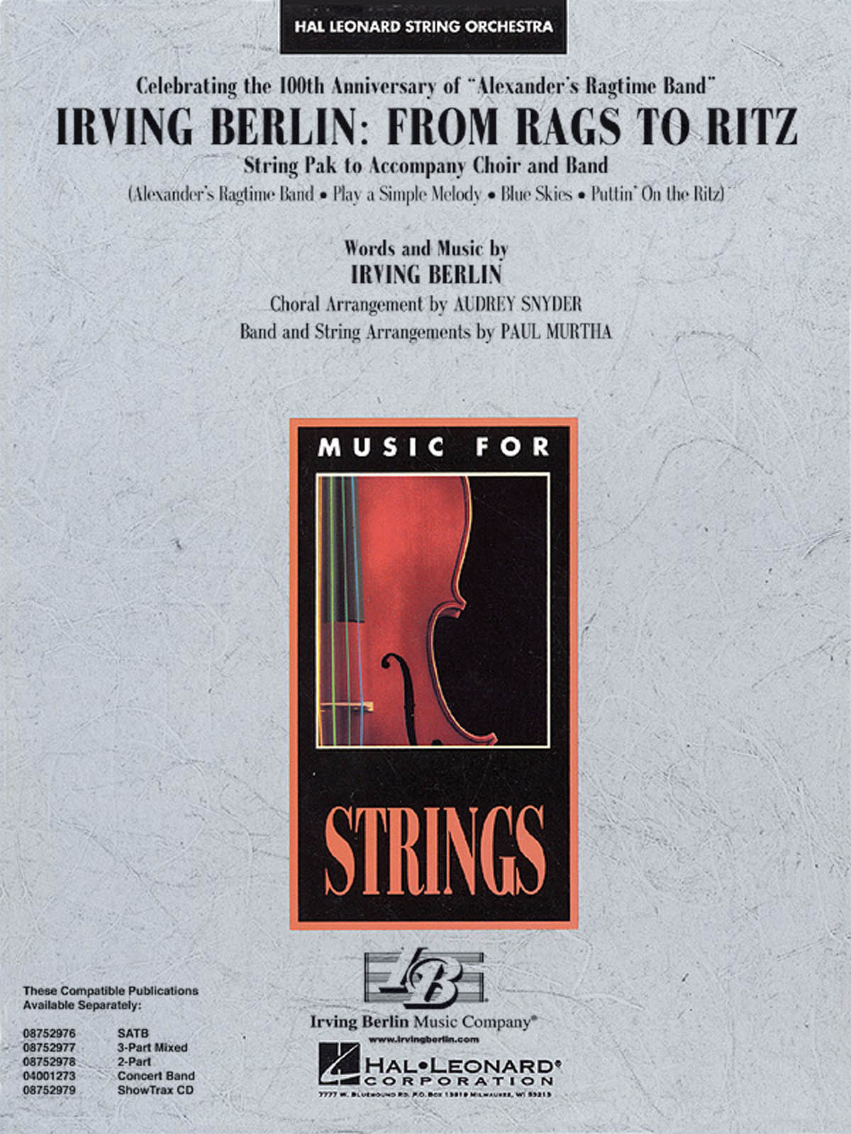 Irving Berlin: Irving Berlin: From Rags to Ritz: String Orchestra: Score & Parts