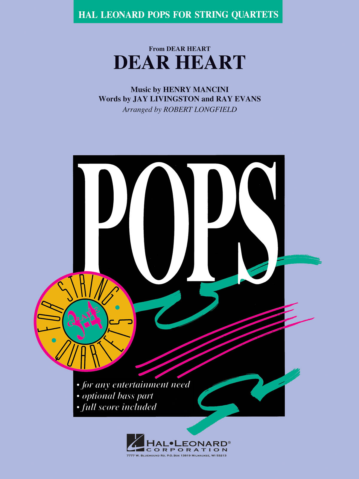 Henry Mancini: Dear Heart: String Quartet: Score & Parts