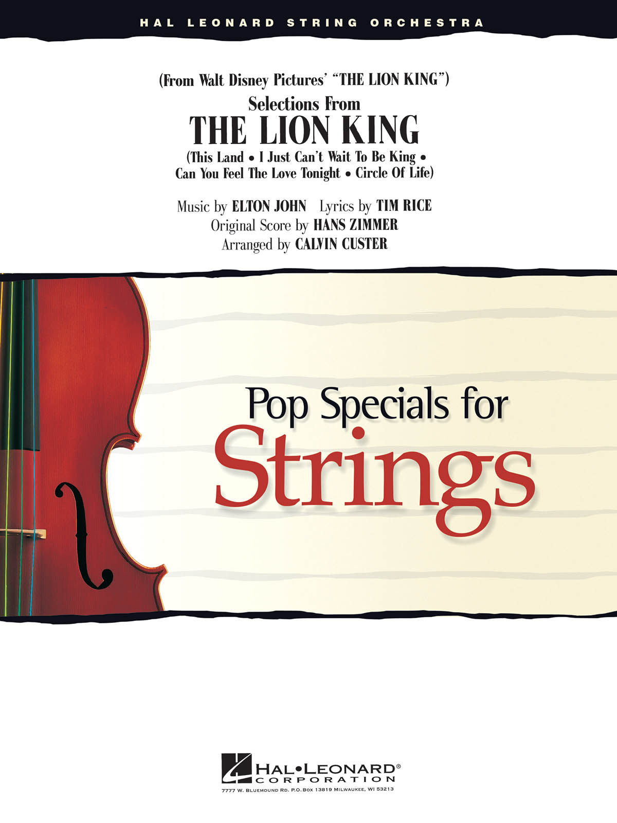 Elton John Tim Rice: Selections from the Lion King: String Orchestra: Score