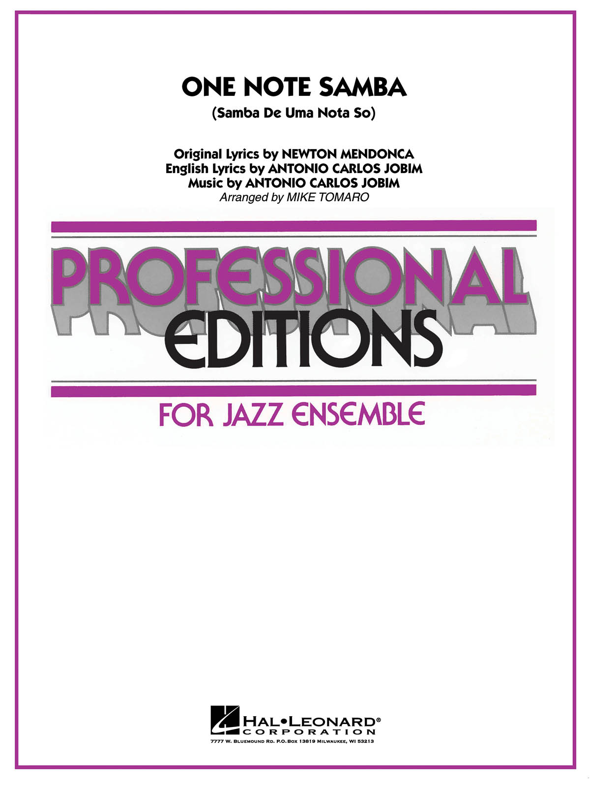 Antonio Carlos Jobim: One Note Samba: Jazz Ensemble: Score & Parts