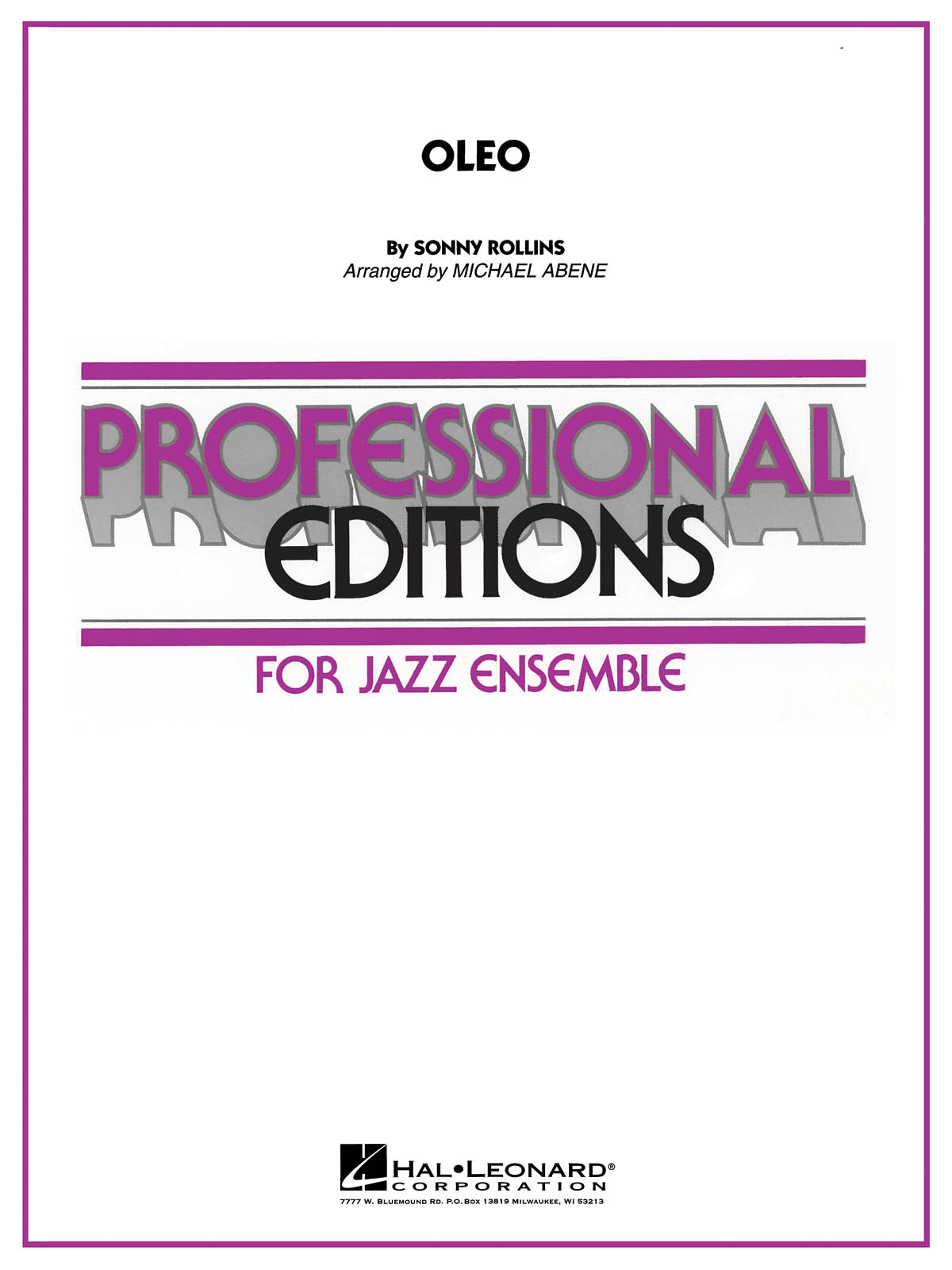 Oleo: Jazz Ensemble: Score & Parts