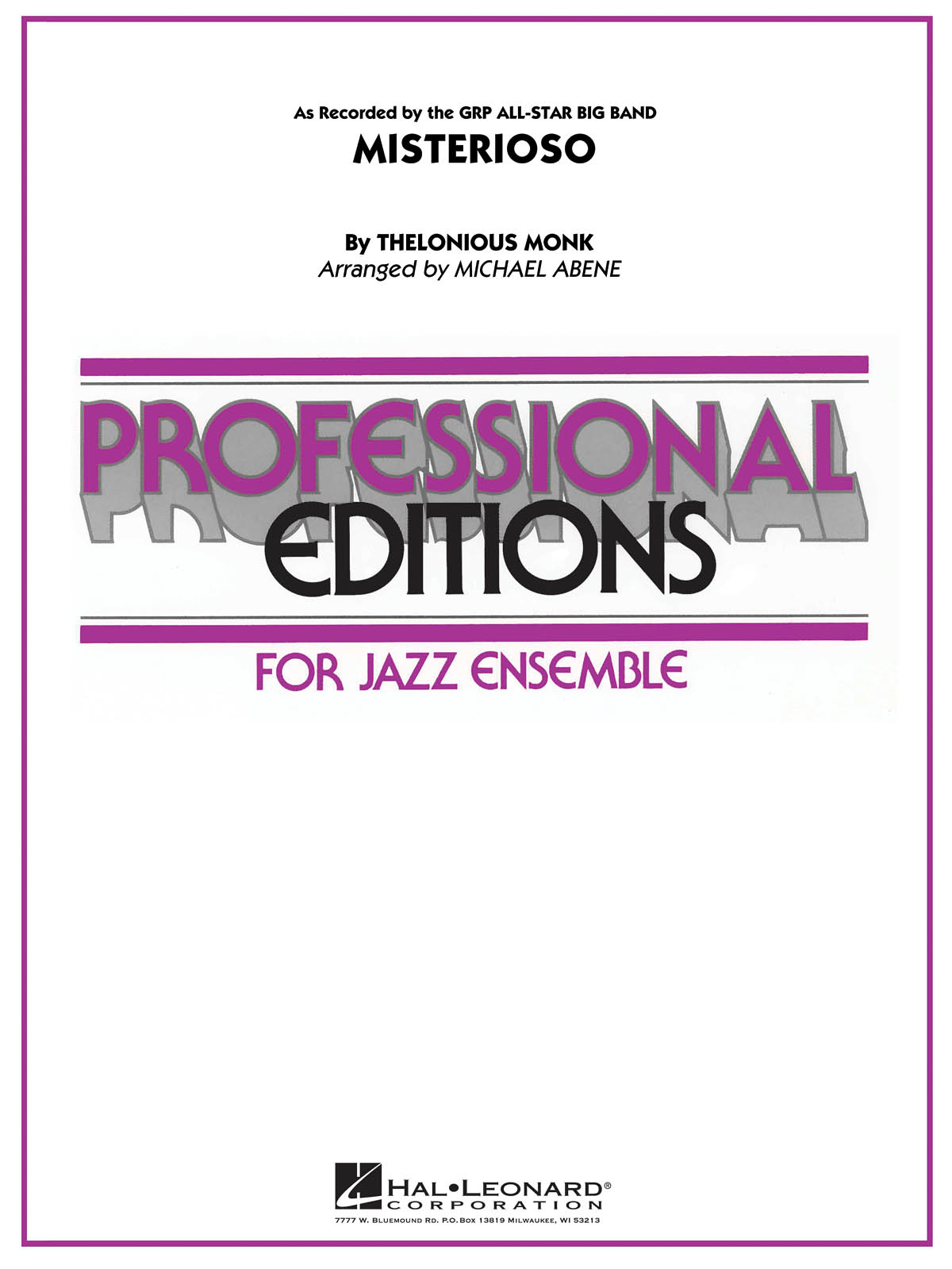 Thelonious Monk: Misterioso: Jazz Ensemble: Score & Parts