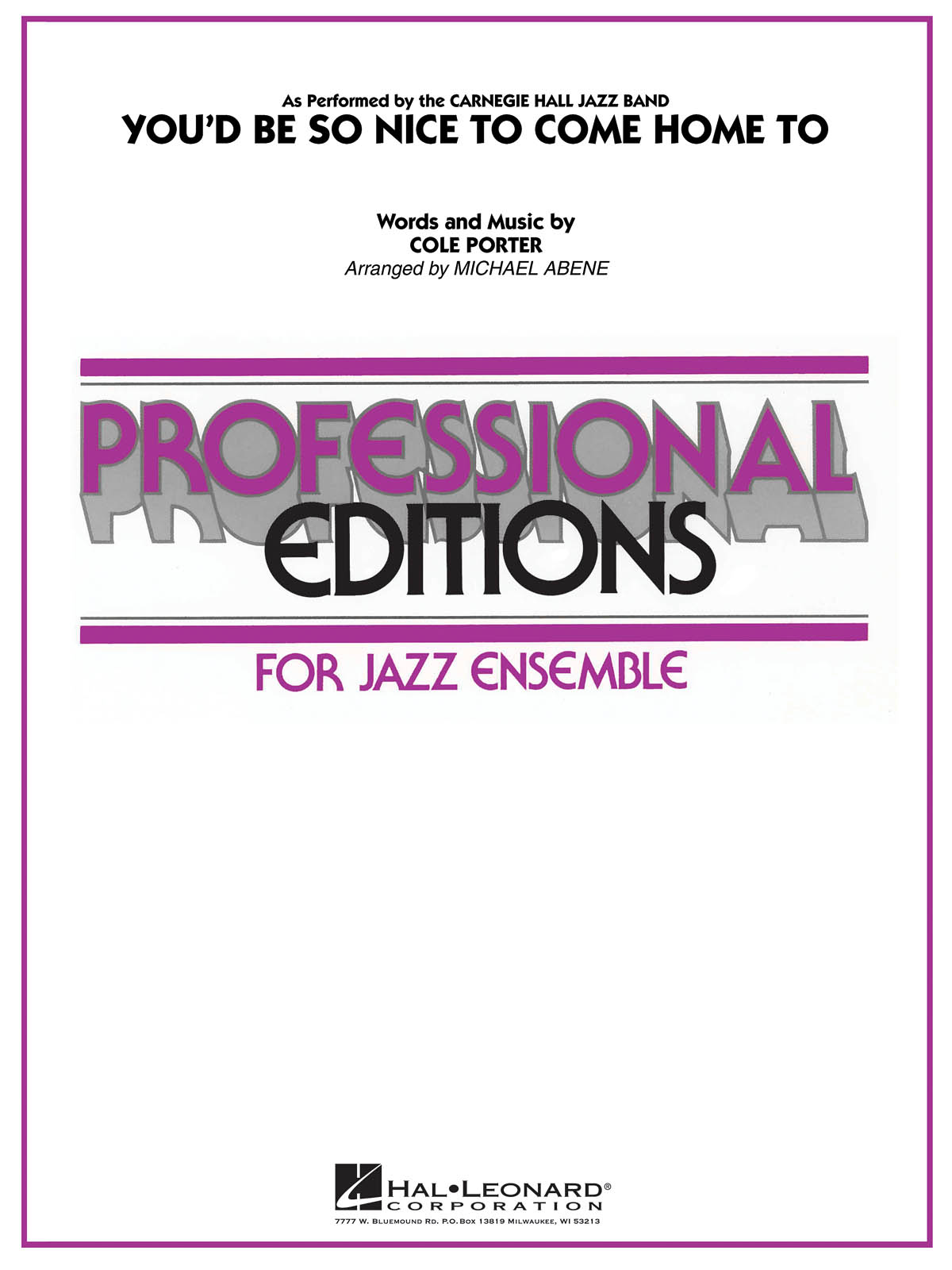 Cole Porter: You'd Be So Nice to Come Home To: Jazz Ensemble: Score