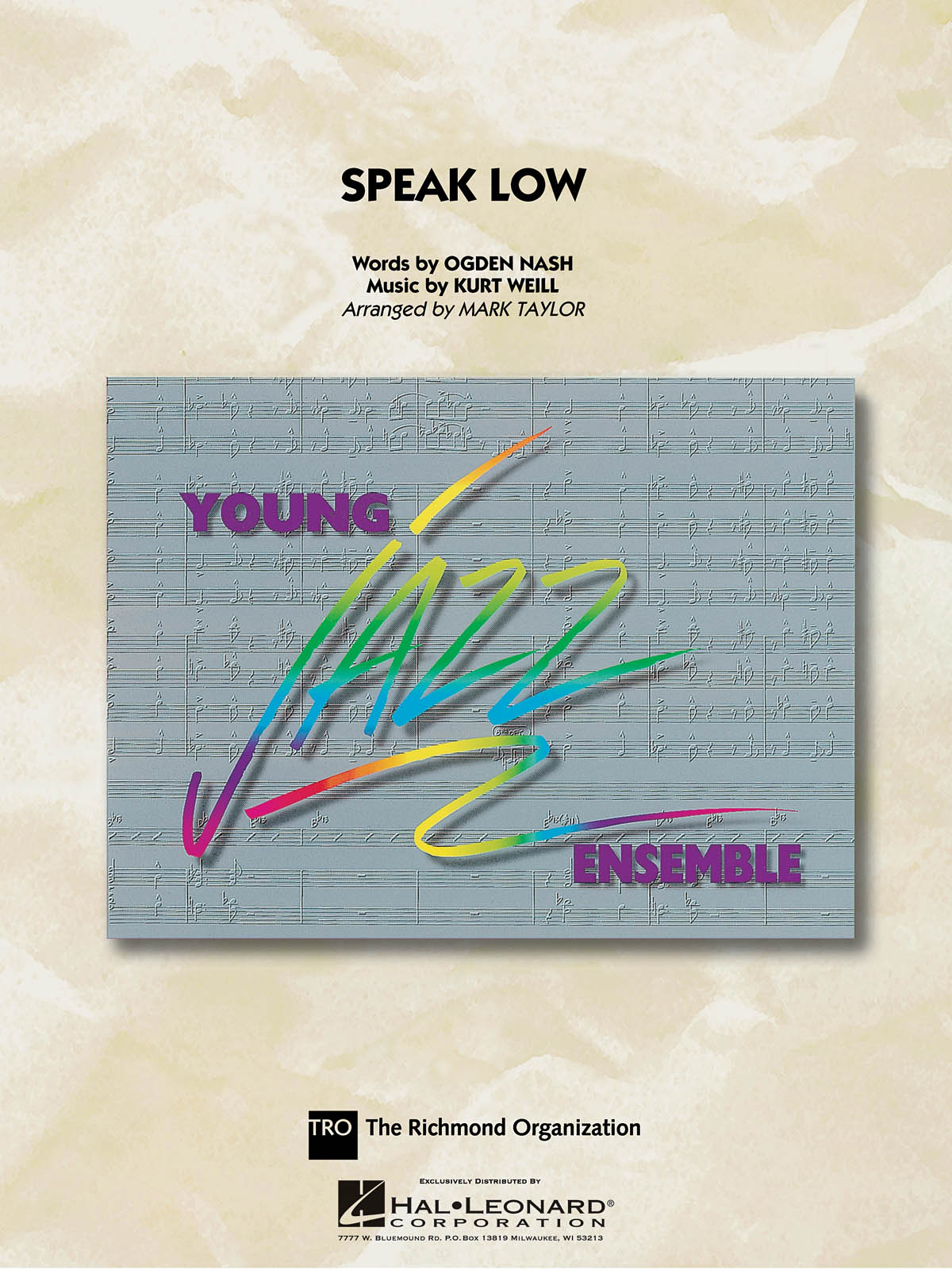 Kurt Weill Ogden Nash: Speak Low: Jazz Ensemble: Score & Parts