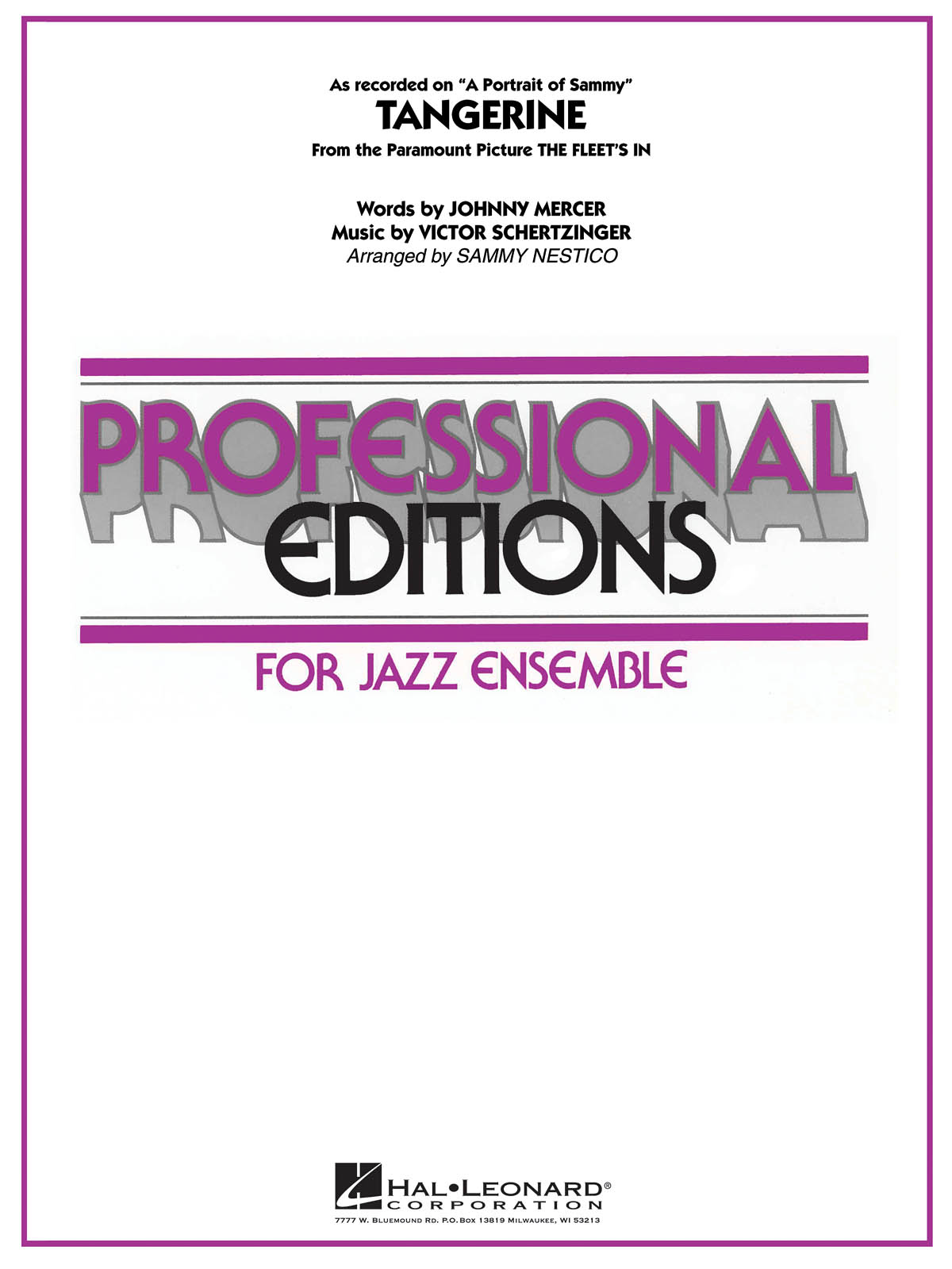 Johnny Mercer: Tangerine: Jazz Ensemble: Score & Parts