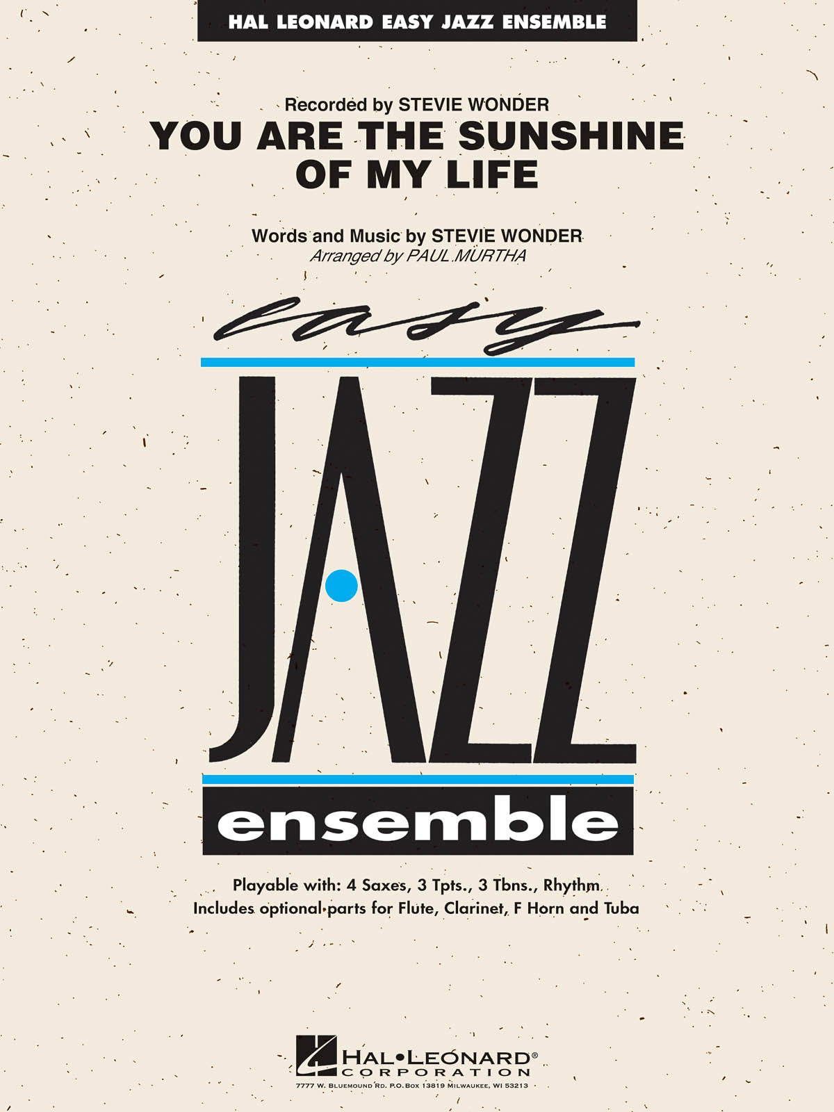 Stevie Wonder: You Are the Sunshine of My Life: Jazz Ensemble: Score