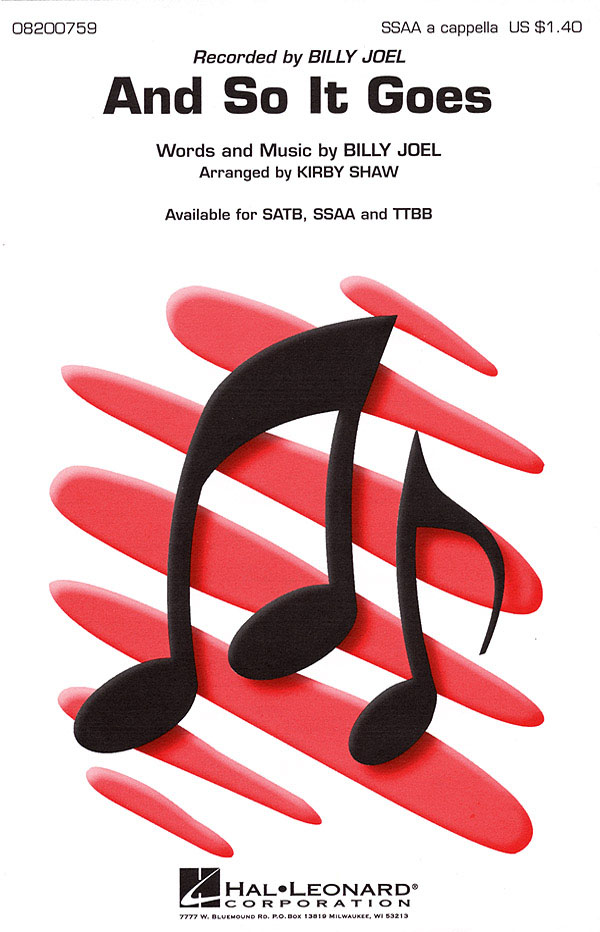 Billy Joel: And So It Goes: Upper Voices a Cappella: Vocal Score