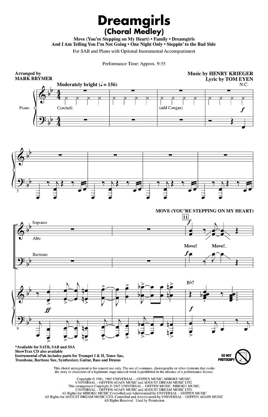 Henry Krieger: Dreamgirls: Mixed Choir a Cappella: Vocal Score