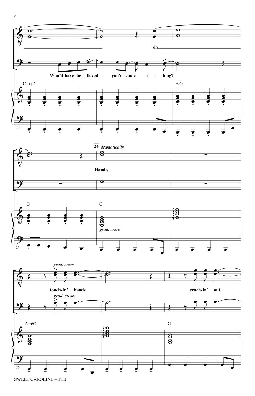Neil Diamond: Sweet Caroline: Mixed Choir a Cappella: Vocal Work