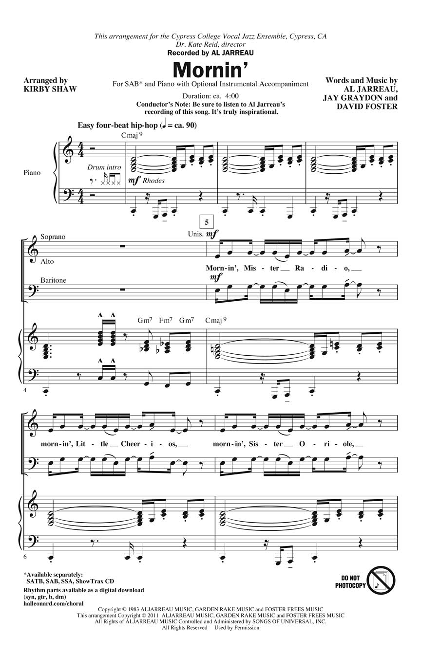 Al Jarreau: Mornin': Mixed Choir a Cappella: Vocal Score