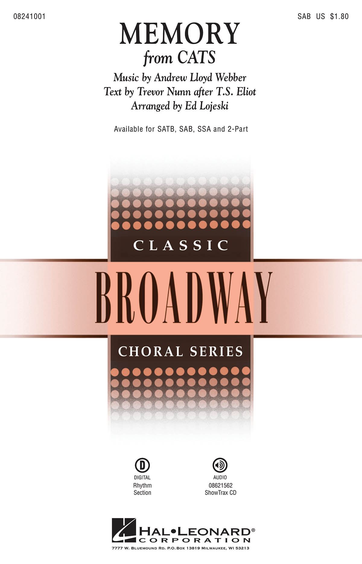 Andrew Lloyd Webber T.S. Eliot Trevor Nunn: Memory: Mixed Choir a Cappella: