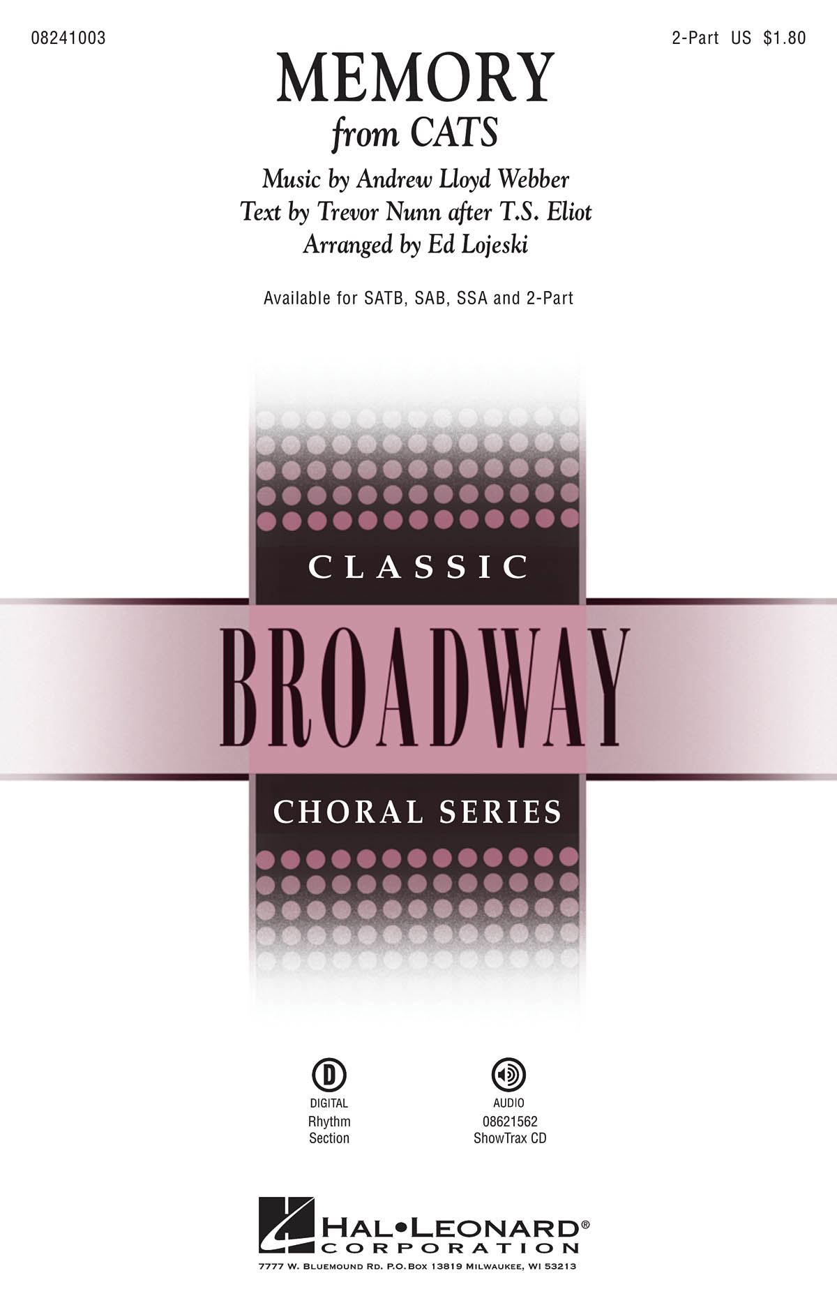 Andrew Lloyd Webber: Memory: Upper Voices a Cappella: Vocal Score