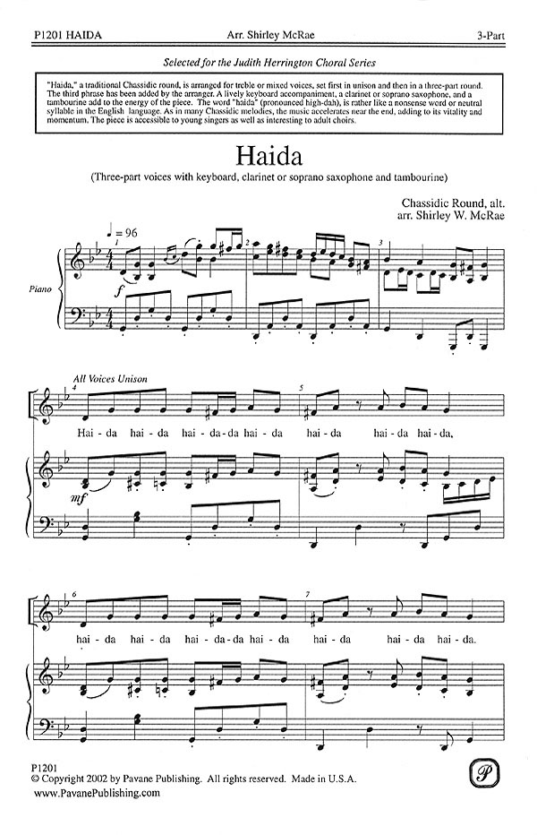 Haida: Mixed Choir a Cappella: Vocal Score