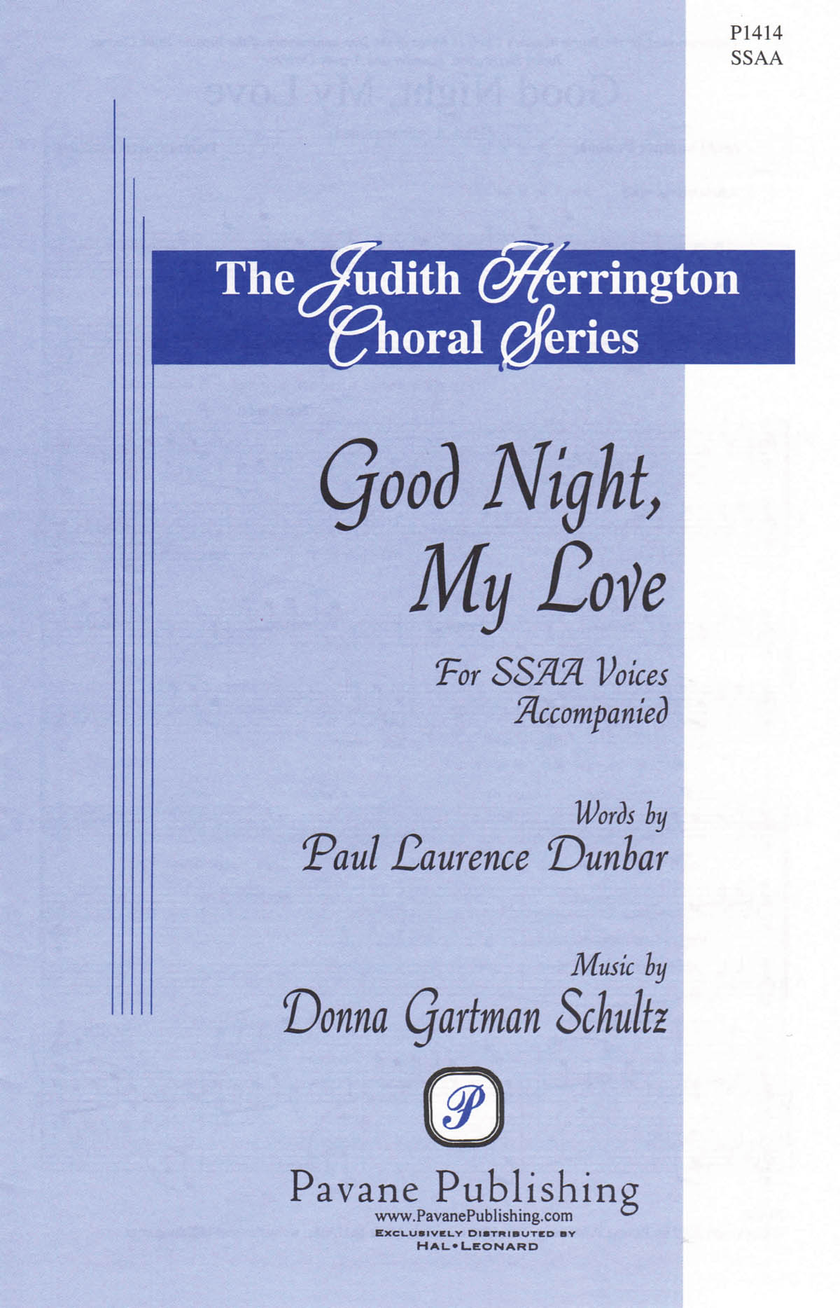 Donna Gartman Schultz: Good Night  My Love: SSAA: Vocal Score