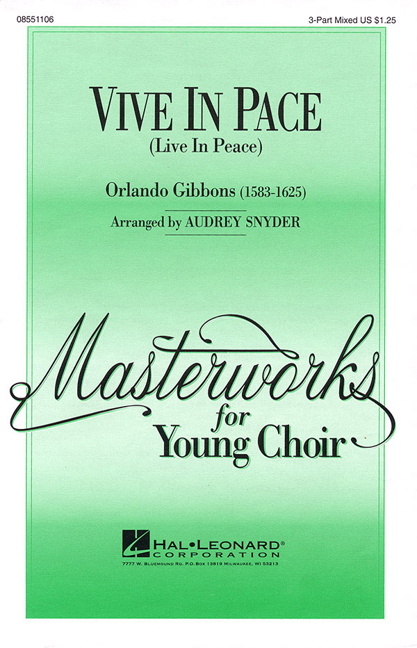Orlando Gibbons: Vive in Pace: 3-Part Choir: Vocal Score