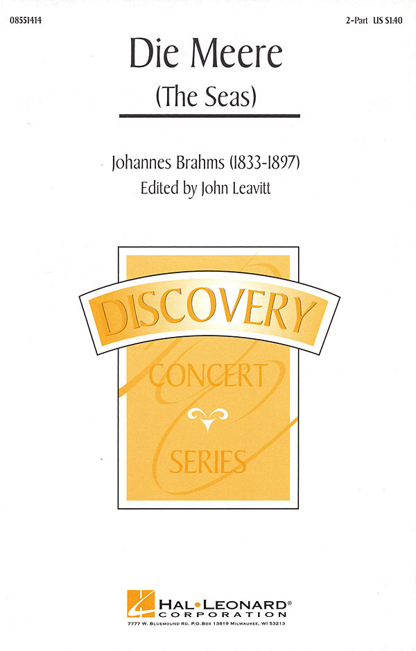 Johannes Brahms: Die Meere: 2-Part Choir: Vocal Score