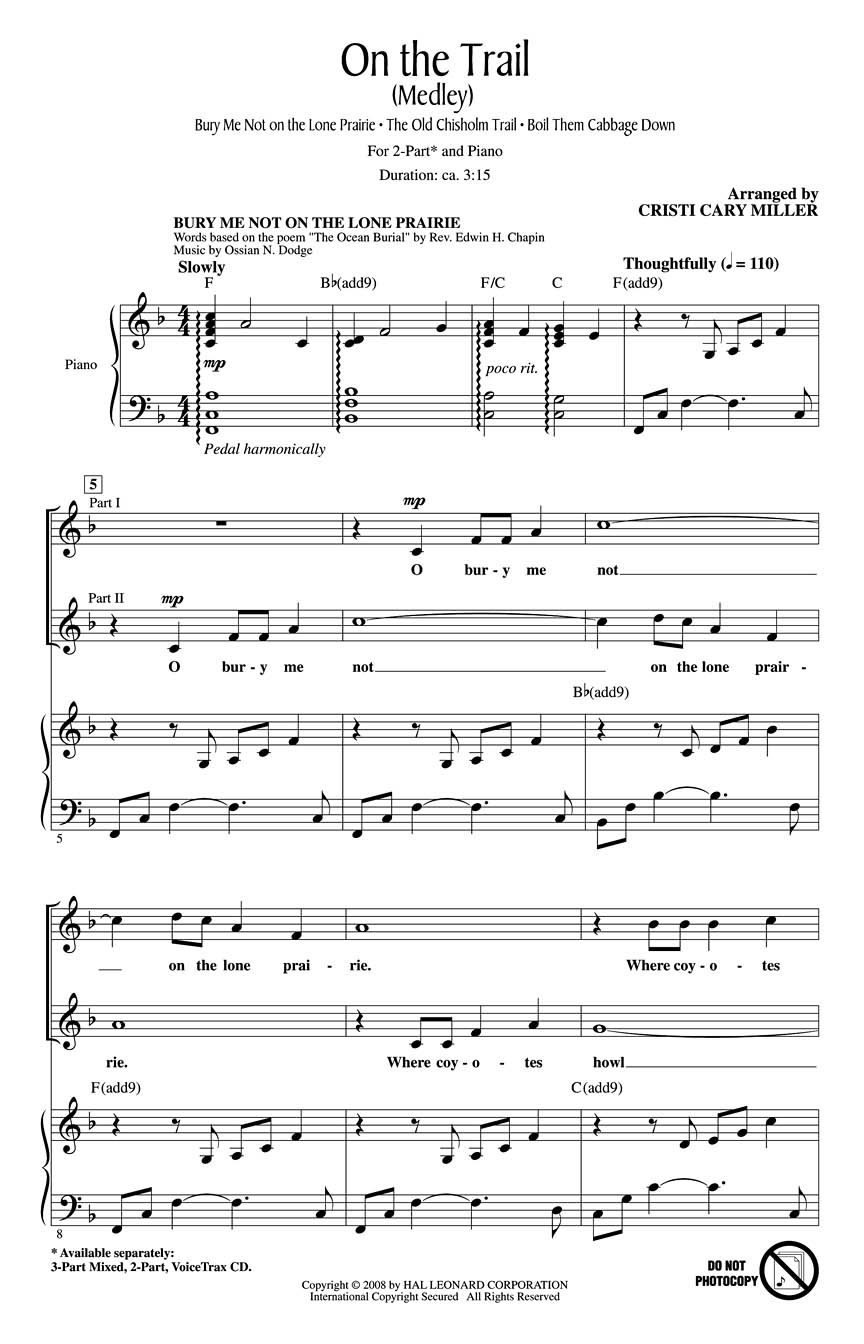 On the Trail (Medley): 2-Part Choir: Vocal Score