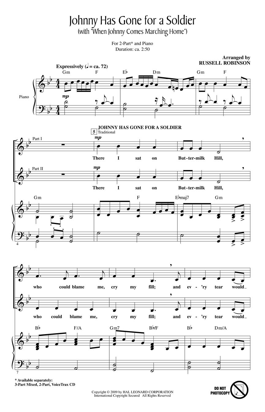 Johnny Has Gone for a Soldier: 2-Part Choir: Vocal Score