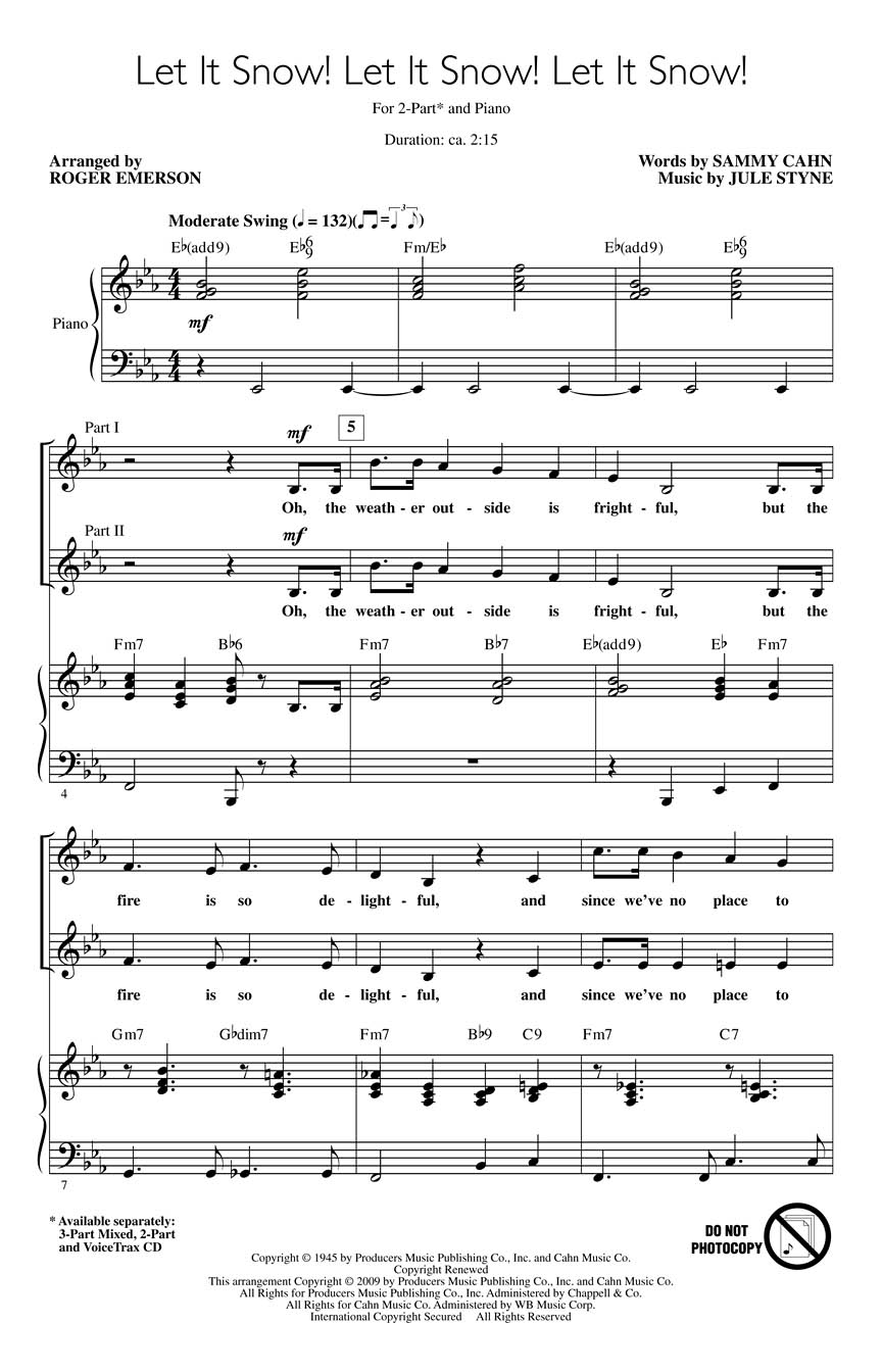 Jule Styne: Let It Snow! Let It Snow! Let It Snow!: 2-Part Choir: Vocal Score