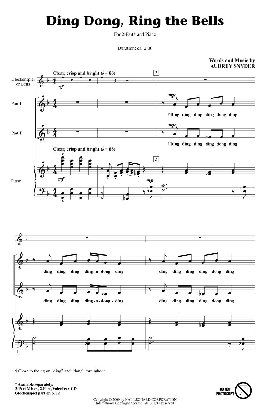 Audrey Snyder: Ding Dong  Ring the Bells: 2-Part Choir: Vocal Score