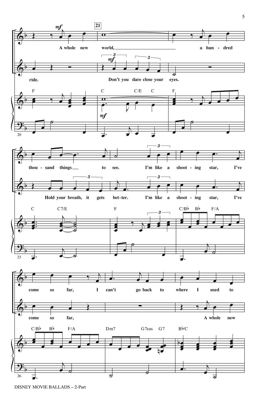 Disney Movie Ballads: 2-Part Choir: Vocal Score