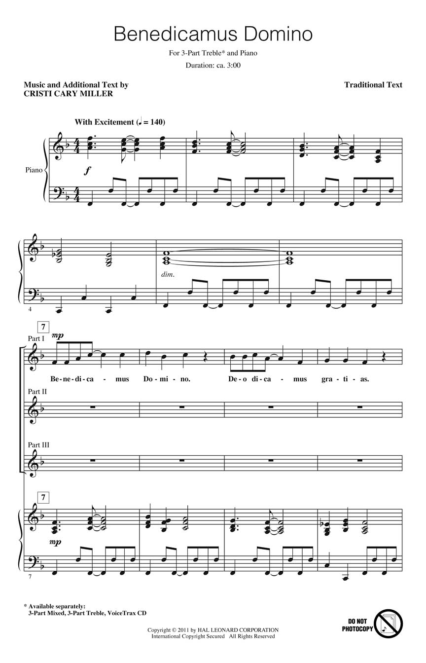 Cristi Cary Miller: Benedicamus Domino: Treble Voices: Vocal Score
