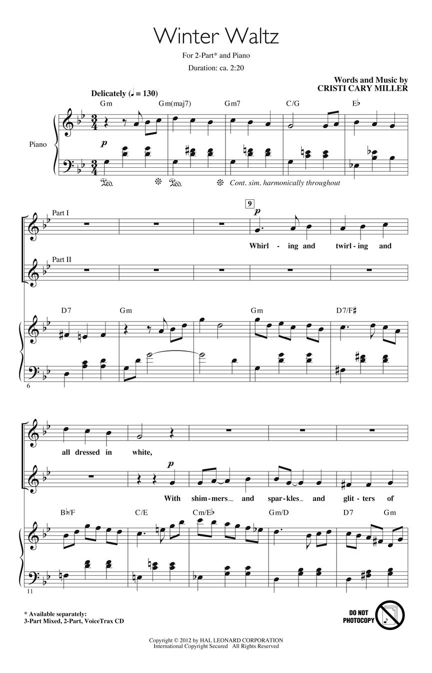 Cristi Cary Miller: Winter Waltz: 2-Part Choir: Vocal Score