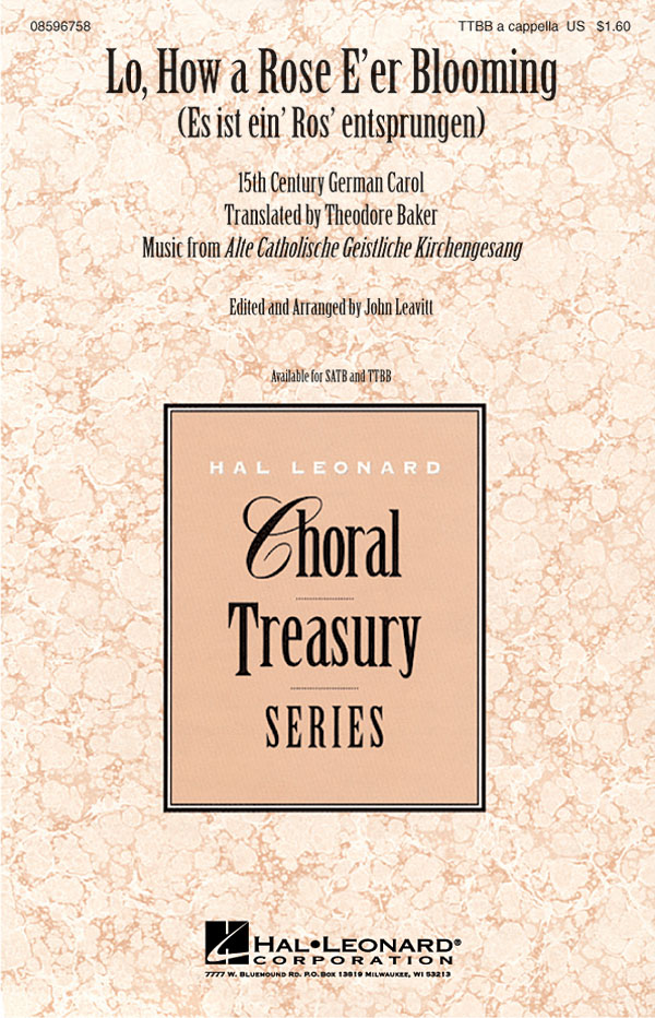 Traditional Michael Praetorius: Lo  How a Rose E'er Blooming: TTBB: Vocal Score