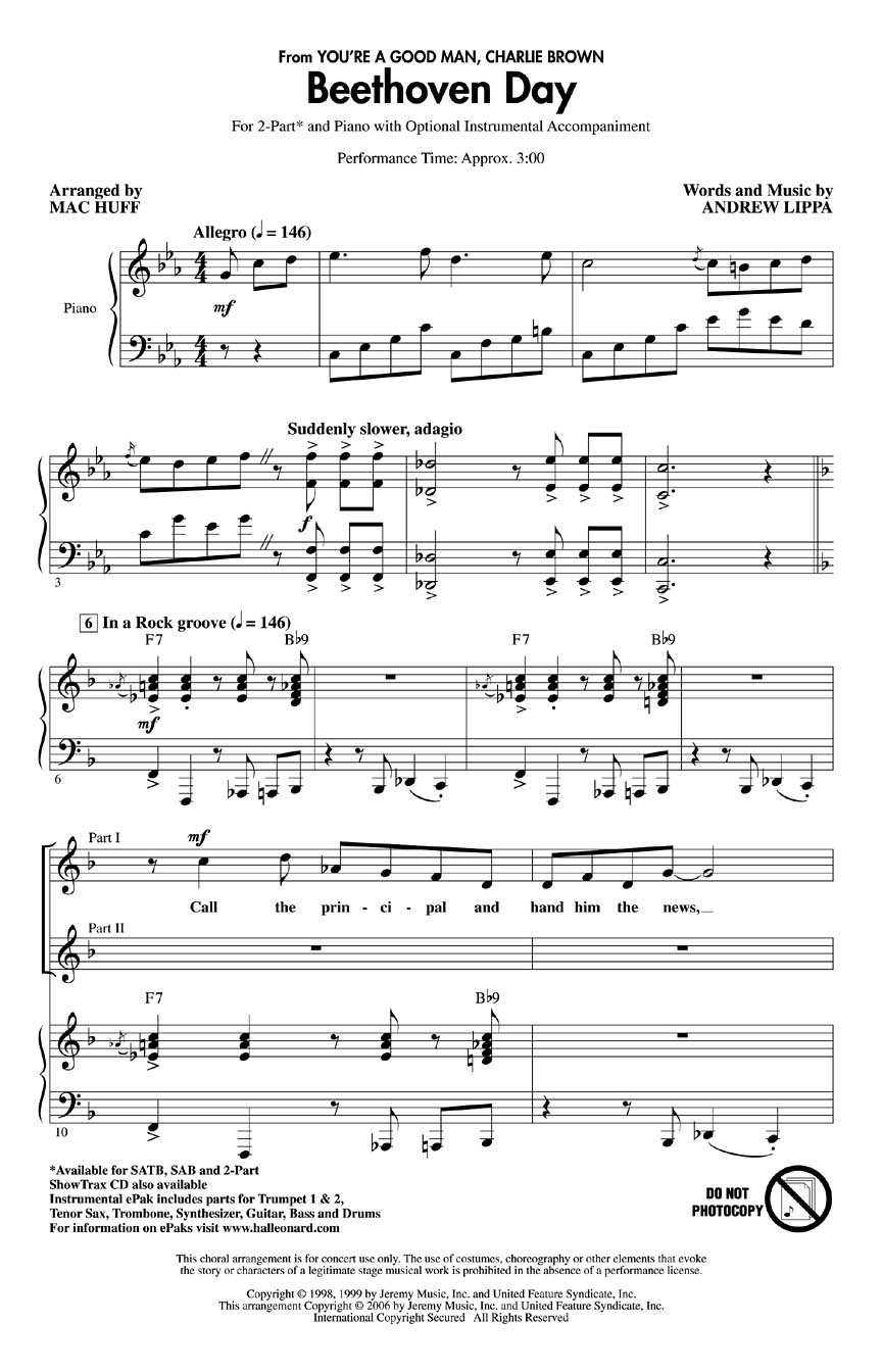 Beethoven Day: 2-Part Choir: Vocal Score