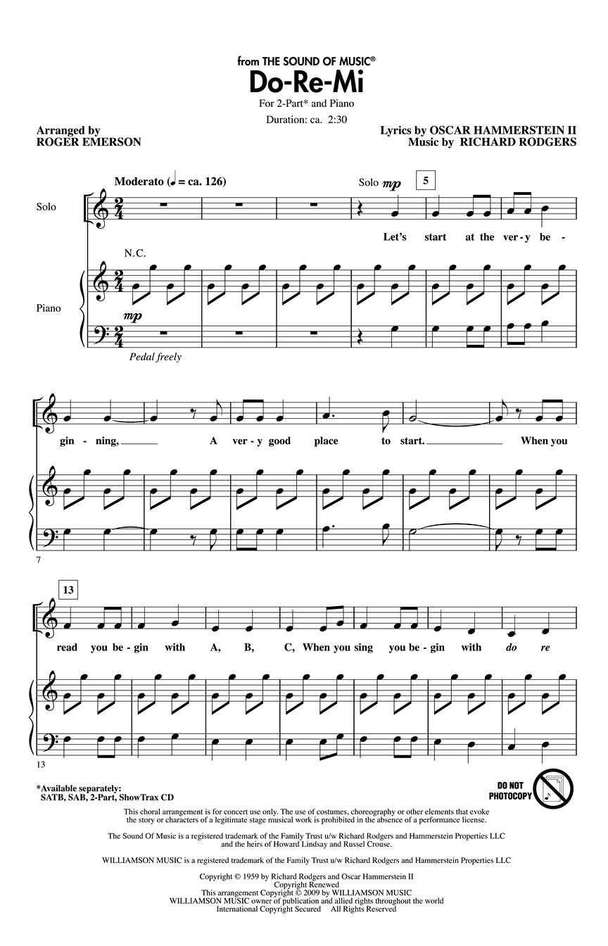 Oscar Hammerstein II Richard Rodgers: Do-re-mi (Sound of Music): 2-Part Choir: