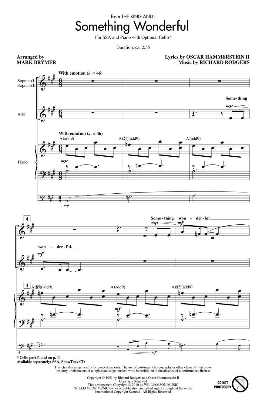 Oscar Hammerstein II Richard Rodgers: Something Wonderful: Mixed Choir: Backing