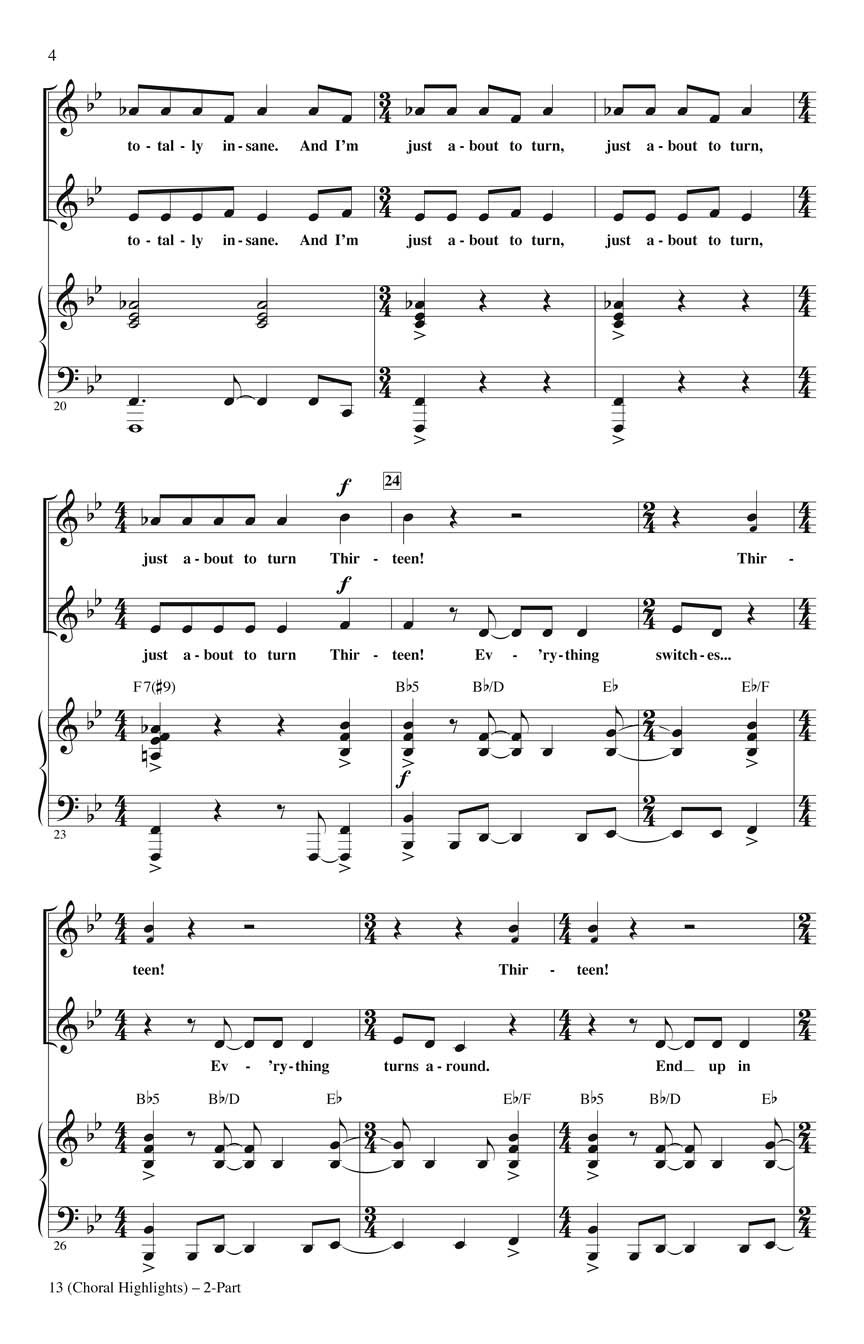 Jason Robert Brown: 13: 2-Part Choir: Vocal Score