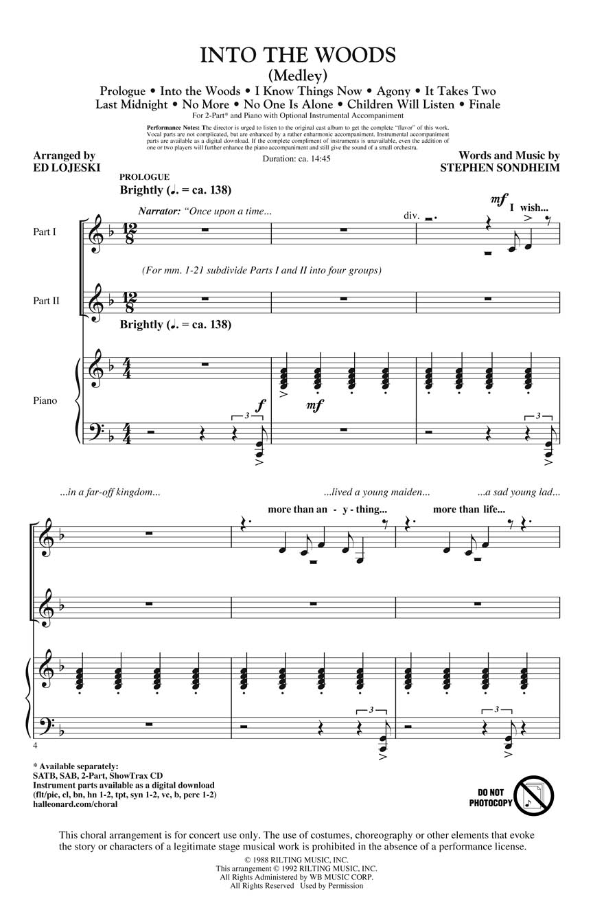 Buy Into The Woods Vocal Score Sheet Music Scores