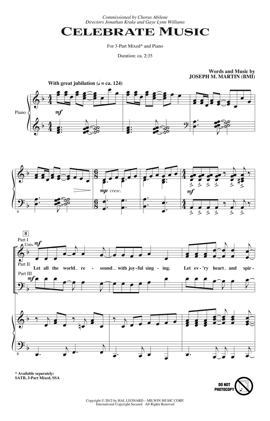 Joseph M. Martin: Celebrate Music: 3-Part Choir: Vocal Score