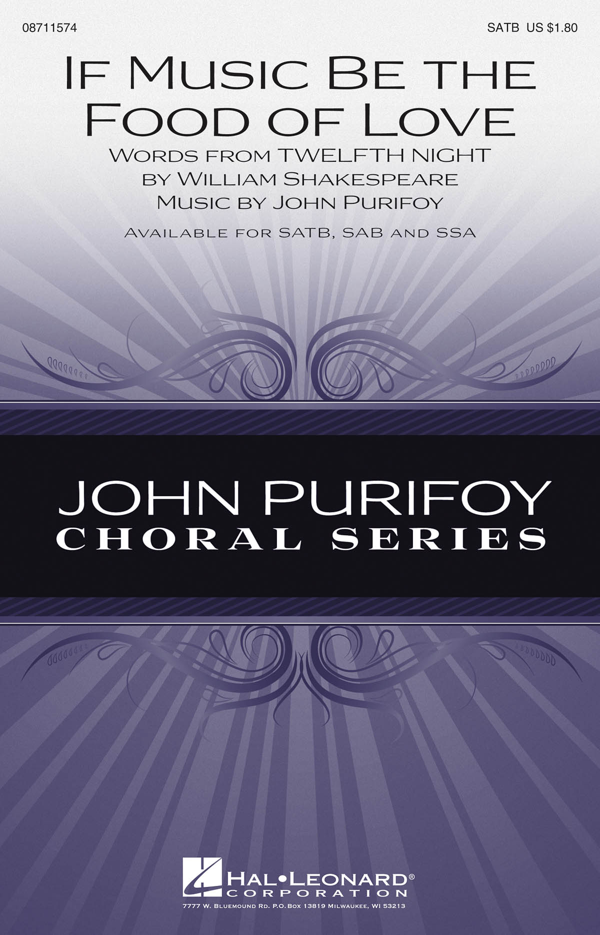 John Purifoy: If Music Be the Food of Love: SATB: Vocal Score