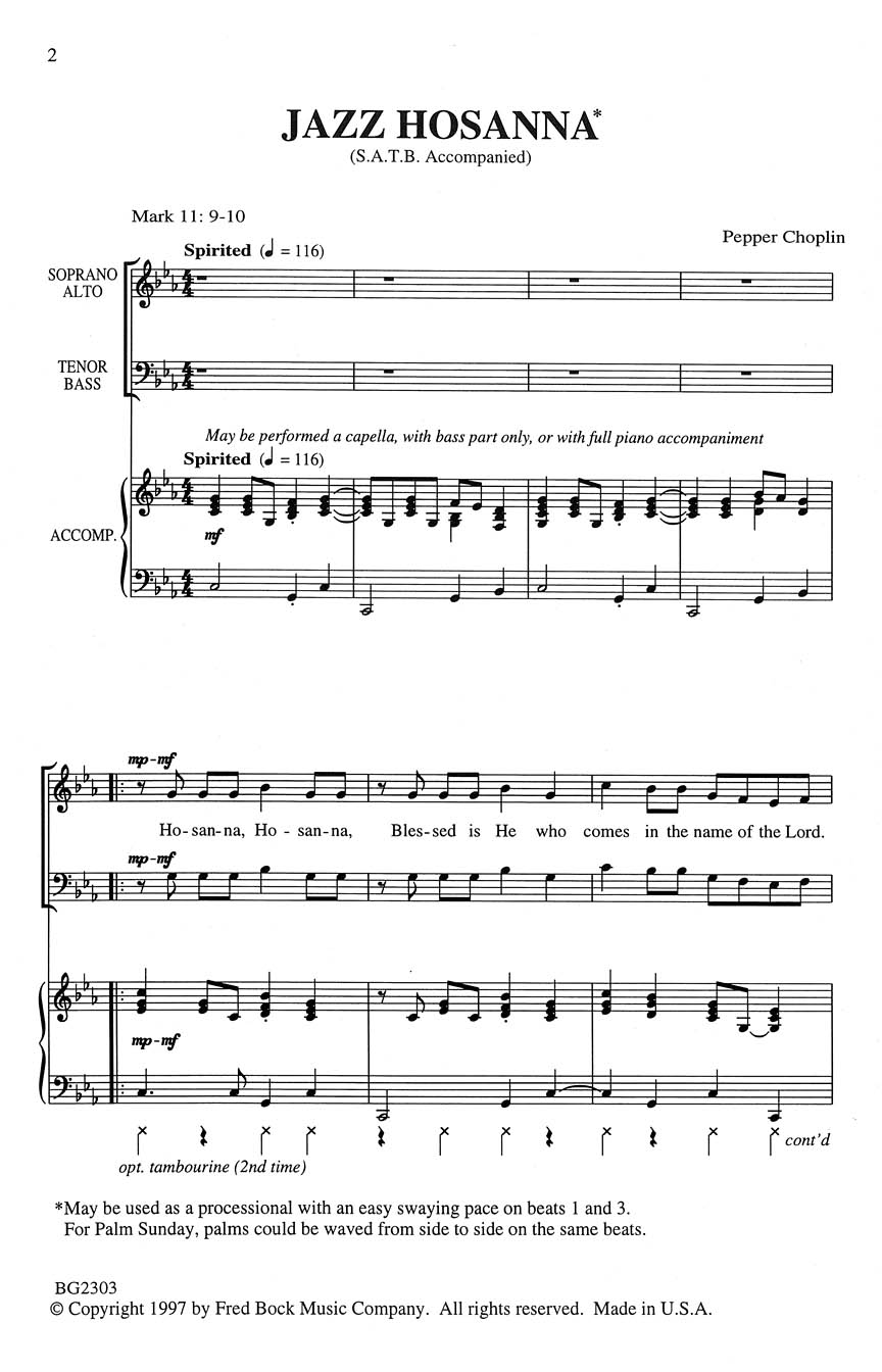 Pepper Choplin: Jazz Hosanna!: SATB: Vocal Score
