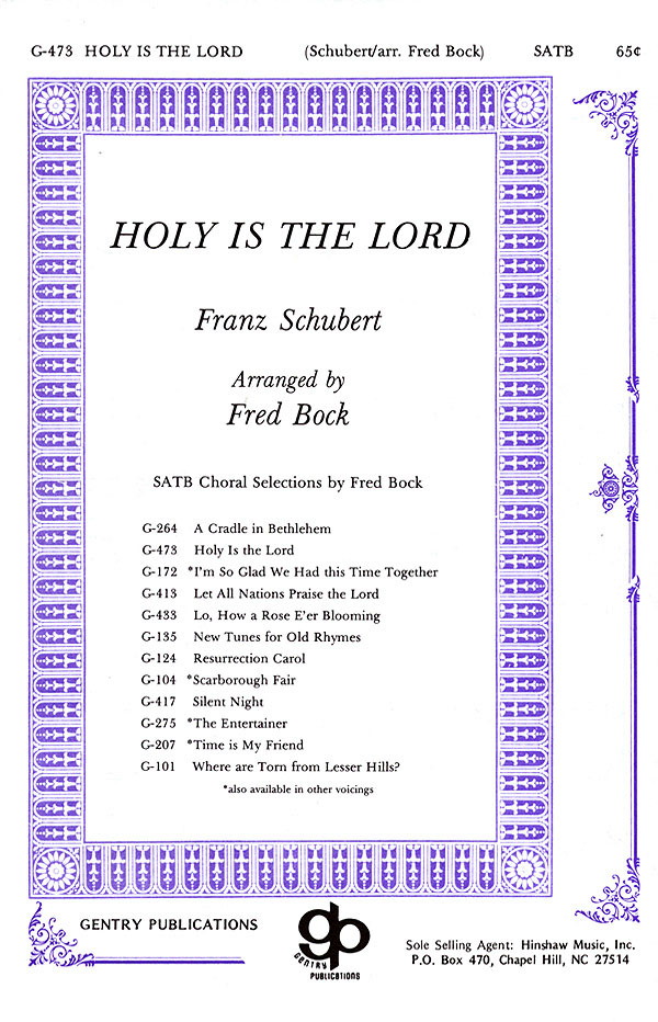 Franz Schubert: Holy Is the Lord: Mixed Choir: Vocal Score