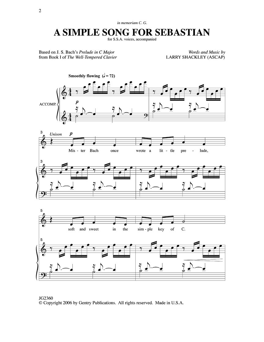 Larry Shackley: A Simple Song For Sebaian: Mixed Choir: Vocal Score