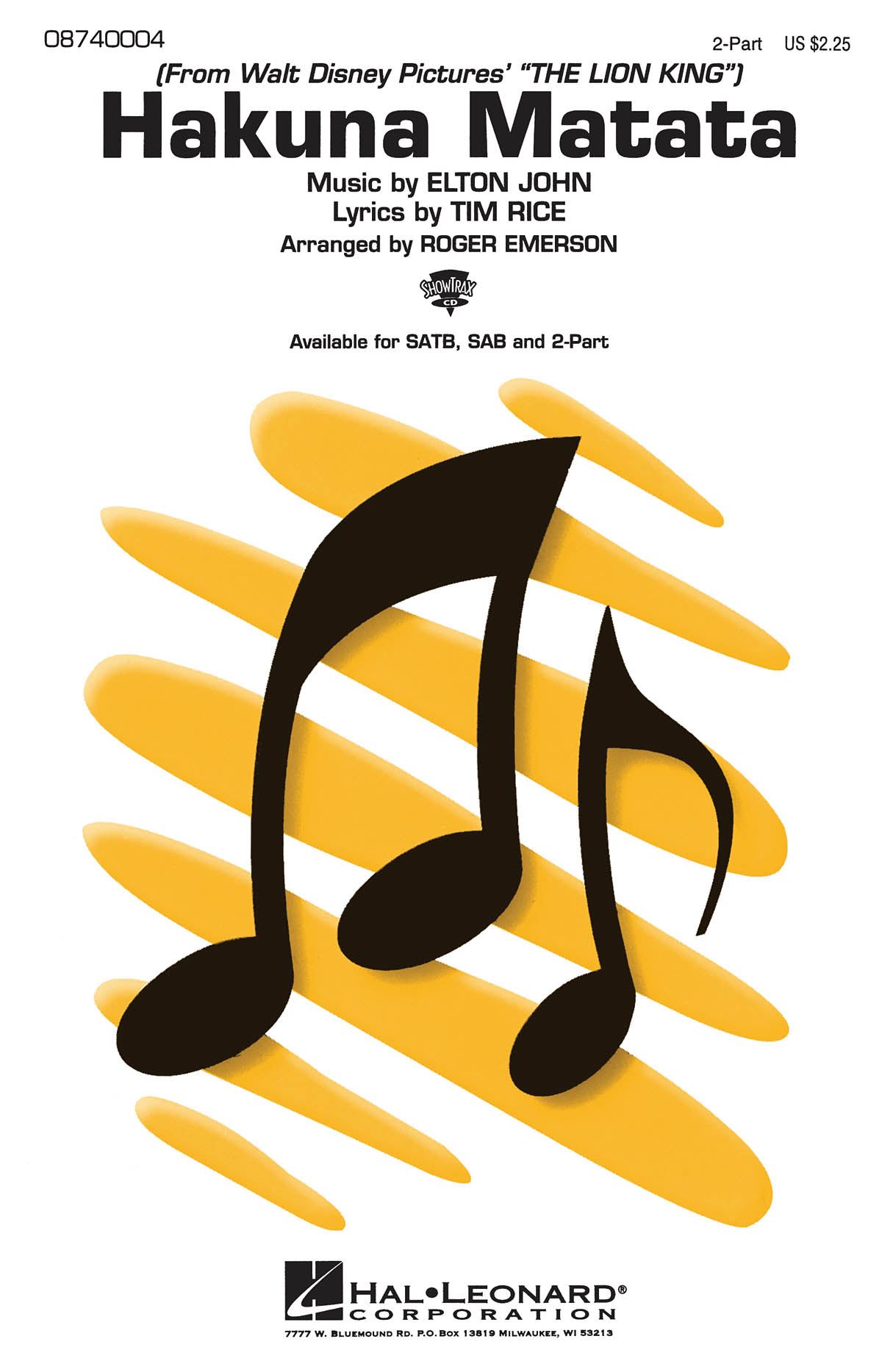 Elton John Tim Rice: Hakuna Matata: 2-Part Choir: Vocal Score
