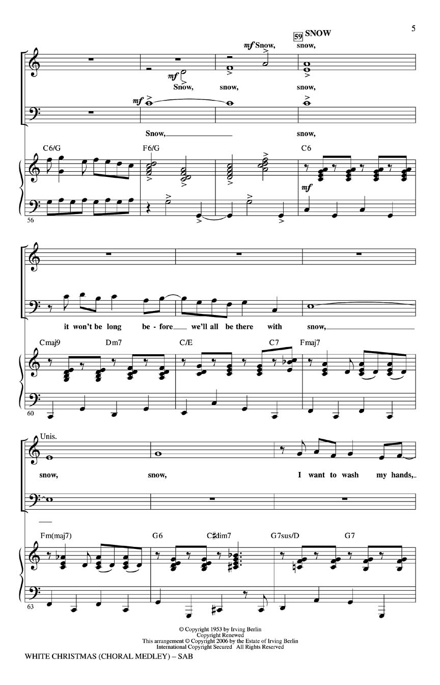 Irving Berlin: White Christmas (Choral Medley): SAB: Vocal Score